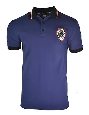 Bnwt Cavalli Class Navy & Black Polo Shirt Snake Badge Leopard Print Tshirt Rare • £59.49