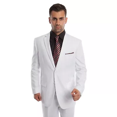 Men's Modern Fit Suit Two Button Solid Formal Two Piece Jacket Business Suits  • $89.95