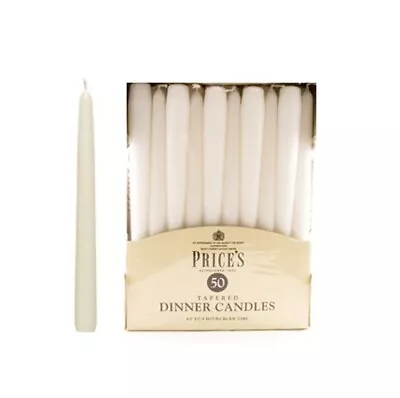 Pack Of 50 Price's Tapered Dinner Candles - White • £21.10