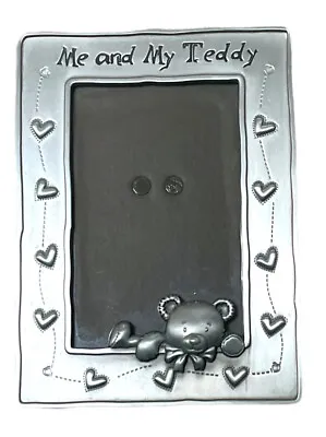 Malden Picture Frame Me And My Teddy Hearts Pewter Rear Loading 4x6 Inch • $6.29