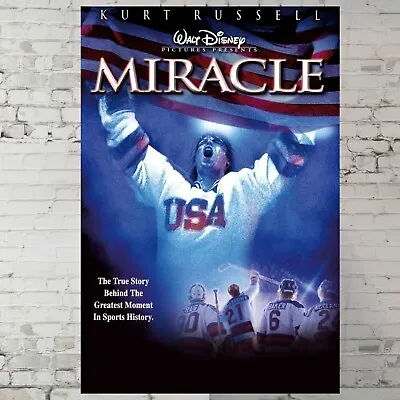Miracle Movie Poster Kurt Russell Poster Ice Hockey 11x17  Wall Art Trendy • $14.90