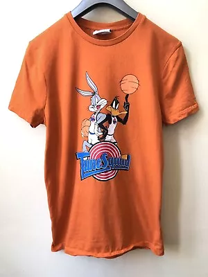 Mens Space Jam Looney Tunes Orange T Shirt Short Sleeve 100% Cotton Size Small • £5