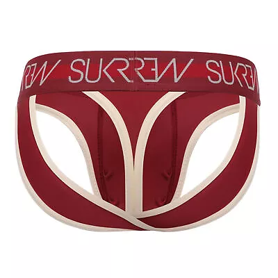 SUKREW V-Thong Hybrid Back Lifting Straps & Fabric Thongs Burgundy/Cream 24 • $18.51