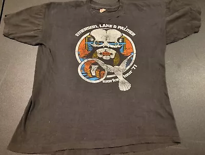 Emerson Lake & Palmer Vintage 1977 Soft Black Original Works Tour Shirt T-Shirt • $94.99