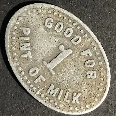 Sanitary Dairy Barnesville Ohio Oval Brass Token G/F 1 Pint Of Milk 18x25mm • $14.99
