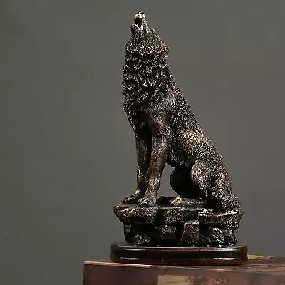 Polyresin Wolf Figurine Ornament Collectable For Bookshelf Office Cabinet • $51.44