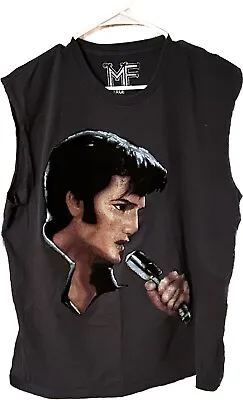 Vintage Velvet Elvis Presley Sleeveless Shirt King Of Rock And Roll Retro Cool . • $125