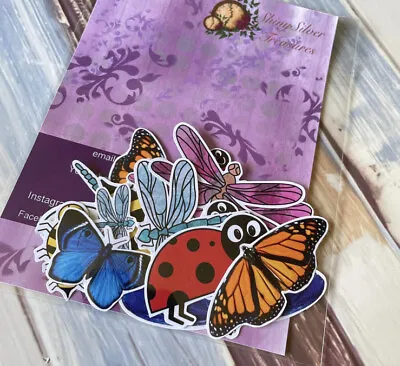 18 Pcs Of Ephemera Butterfly Bumblebee Ladybird Dragonfly Cut Out Ready To Use • £1.99
