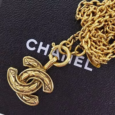 CHANEL CC Logos Gold Plated Chain Used Necklace Vintage #AH669 S • $1614.08