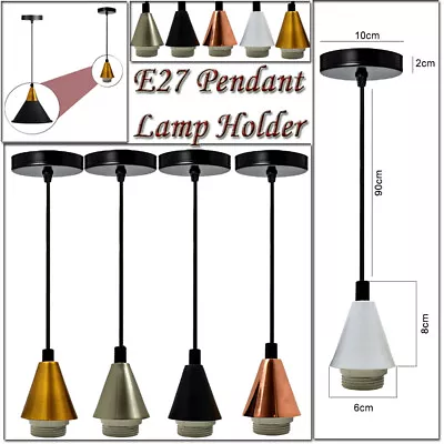 £9.99 • Buy Vintage Ceiling Rose Pendant Lamp Holder Fitting Light Kit With PVC Cable