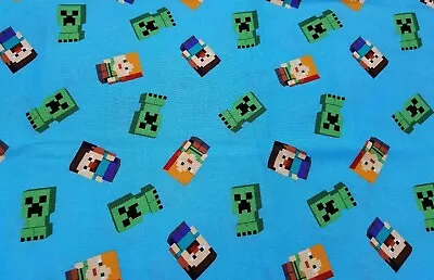 FQ Gamer Video Game Fabric MineCraft Quilt Cotton Fat Quarter 18 X21  Alex Steve • $2.99