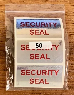 Tamper Evident Security Seal Labels On Bright Silver 60mm X 30mm • £16.20