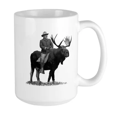 CafePress Teddy Roosevelt Riding A Bull Moose Mugs Large Mug (1360482196) • $17.99