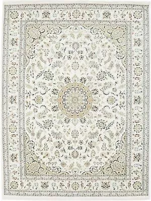 Hand-Knotted Classic Floral Large 9X12 Indo-Nain Oriental Rug Wool Decor Carpet • $2400.76