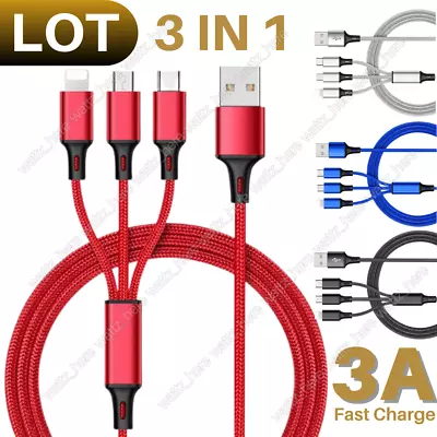 10Pack NEW Fast USB Charging Cable Universal 3 In 1 Cell Phone Charger Cord Lot • $24.18