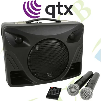 Qtx Portable Pa System With Bluetooth & 2 Uhf Wireless Microphones Performance • £216