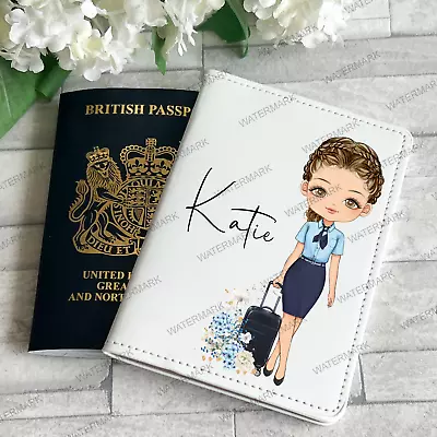 £10.99 • Buy Flight Attendant Personalised Passport Cover / Holder, Airhostess, Flying, Girl
