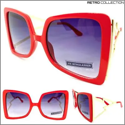 $14.99 • Buy OVERSIZE EXAGGERATED Vintage Retro Style SUN GLASSES Huge Jumbo Red & Gold Frame