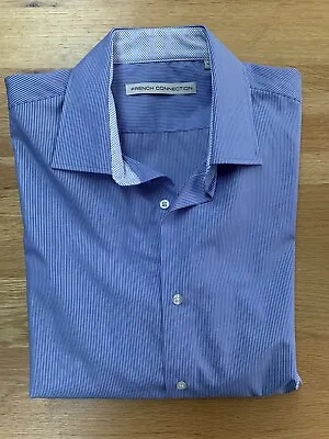 French Connection. Blue Pin-stripe Mens Shirt. Size.16.5. 100% Cotton • £7