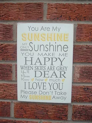 You Are My Sunshine Song Lyrics Wooden Sign Gift Idea Plaque Birthday Gift • £7.99