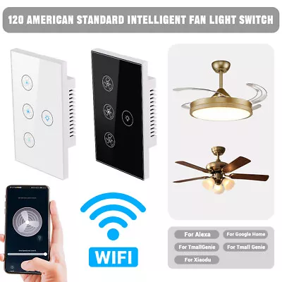 Smart Wall Light Switch Panel Wifi Touch Ceiling Fan For Googles Home For Alexa • $27.55