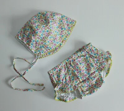 £1.99 • Buy Baby Bonnet & Nappy Cover ~ Cotton Floral Print ~ Newborn