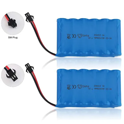 2Pcs 7.2V 1400mAh NI-CD AA Battery Pack With SM Connector For RC Car Boat Toys  • £13.29