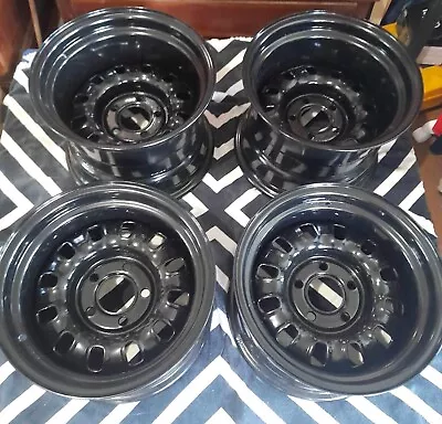 Ford 5x114.3 14” 12 Slot Rims Deep Dish Gloss Black Staggered Set 14x10 14x8 • $800