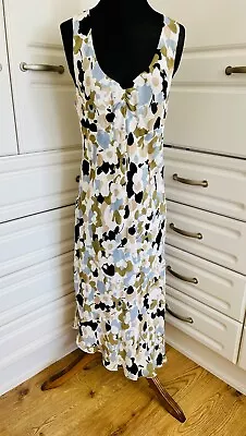 Marilyn Anselm For Hobbs Dress Size 12 Bias Cut Midaxi Long Sleeveless Floral • £22