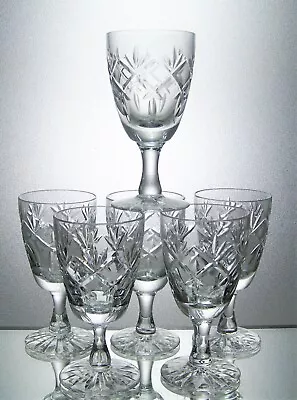 £20 • Buy Set Of 6 ROYAL DOULTON Lead Crystal PRINCE CHARLES Cut Sherry Port Glasses 80 Ml