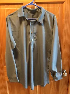 Amish Mennonite Hand Made L/S Moss Green 3-Button Shirt C46 GREAT Plain Clothing • $13.99