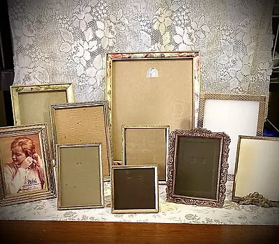 Vintage To Modern Lot Of 10 Ornate Picture Photo Frames - Brass Gold Metal - MCM • $55