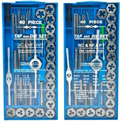 80 Pcs  Tap And Die Set 40pc Metric And 40pc SAE Thread Renewing Tools MM/SAE • $39.98