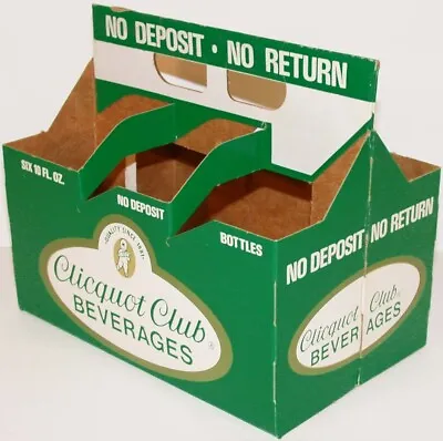 Vintage Soda Pop Bottle Carton CLICQUOT CLUB No Deposit No Return 6 Pack 10oz • $5.39