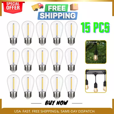 E26 LED Light Bulb 2W 20W S14 Outdoor String Light Replacement Waterproof 15Pack • $14.64