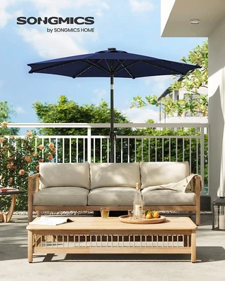 $109.95 • Buy Songmics 2.7m Solar LED Lighted Outdoor Patio Umbrella Navy Blue