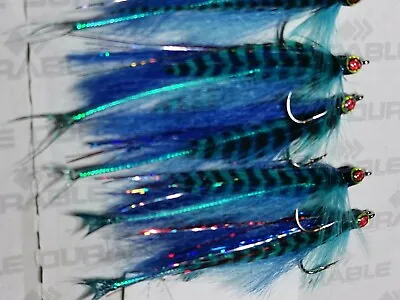 4x Salt Water 2/0 12cm Fly Fishing Blue MACKEREL Fly Flies BLUE SILVER Clouser • £12.95