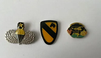 Vintage 3 Military Lapel Hat Pins - 1st Calvary Paratrooper USCG (LOT 1) • $8.99