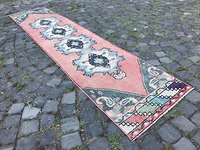 Turkish Vintage Rug Handmade Wool Rug Bohemian Runner Rug Home Rug2 X 91 Ft • $330