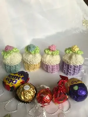 Dk Knitting Pattern Mini Flower Cupcake Ferrero Lindt Creme Egg Chocolate Cover  • £1.99