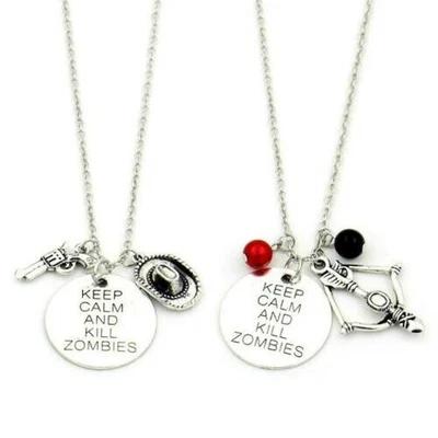£7.08 • Buy KEEP CALM AND KILL ZOMBIES CHARM NECKLACE 18  Chain Walking Dead Inspired Fan