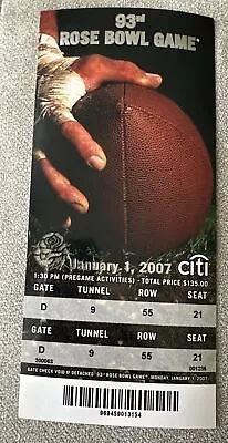 2007 Rose Bowl Ticket Stub #3 Michigan Wolverines - #7 USC Trojans • $14.99