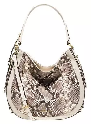 MICHAEL KORS JULIA Convertible Tote-Ecru Python Snake Embossed Leather Shoulder  • $89.99