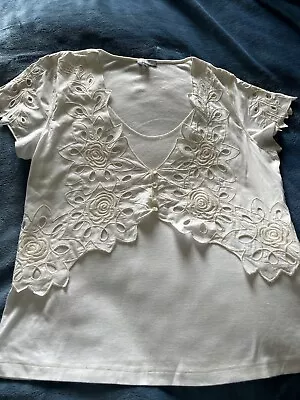 M & S Per Una Cream T With Embroidered Attached Waistcoat Size 16 • £3.99