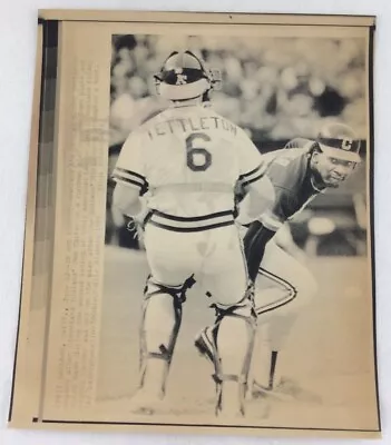 AP Laserphoto-Cleveland Indians-1985 06/22 Joe Carter; A’s: Mickey Tettleton • $4.95
