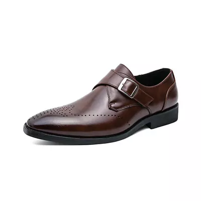 Men's Handmade Black Leather Monk Strap Oxford Dress Shoes Wedding Party Formal • $32.02