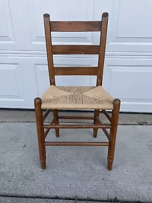 Ladderback Maple Side Chair W/Rush Seat.  (Restored) • $60