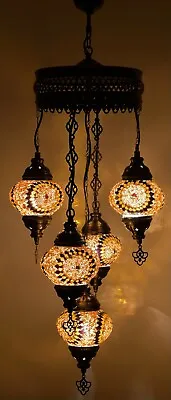 £109.98 • Buy Turkish Moroccan Glass Mosaic Hanging Lamp Ceiling Light Chandeliers Free Bulbs