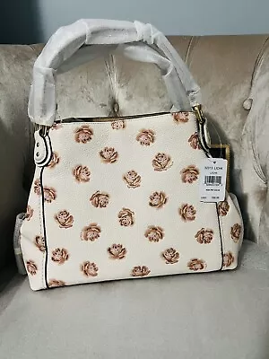 Coach Edie Shoulder Bag 28 Signature Rose Print 32313 Chalk Flower Handbag Hobo • $249