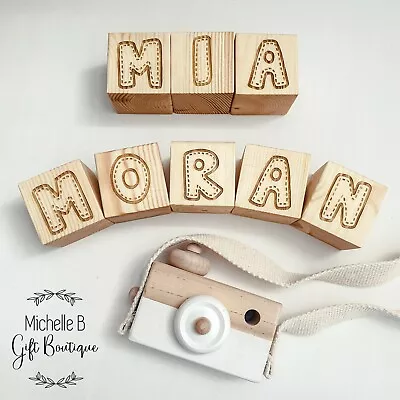 Personalised Solid Wood Baby Block Name Letters PRICE PER BLOCK. Minimum Order 2 • £3.50